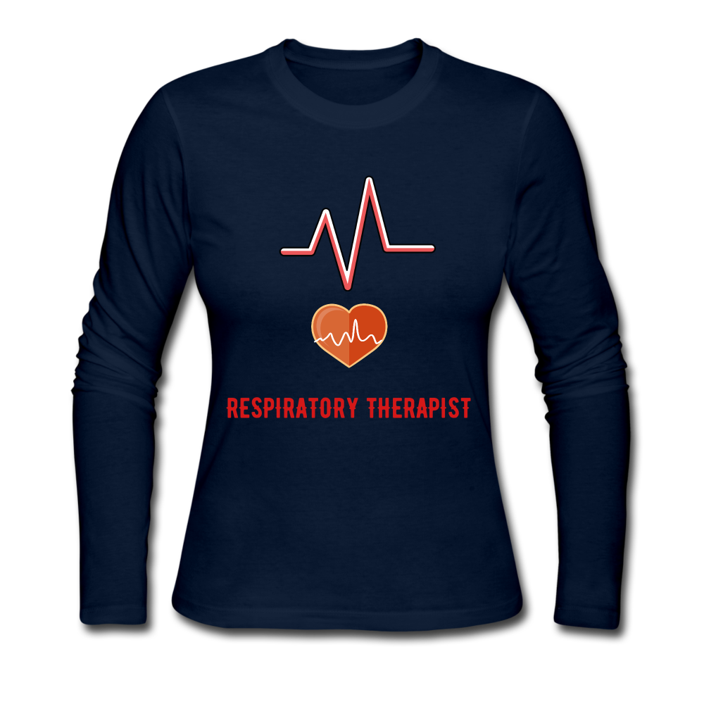 Respiratory Therapist Women's Long Sleeve Jersey T-Shirt - navy